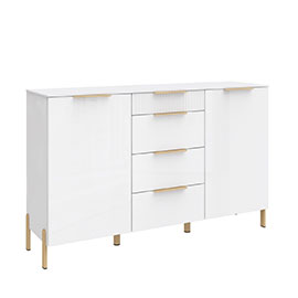 Широкий комод Solo Wave c фрезеровкой (Снежный белый)