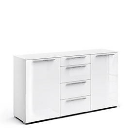 Комод широкий Solo (белый/белый глянец)