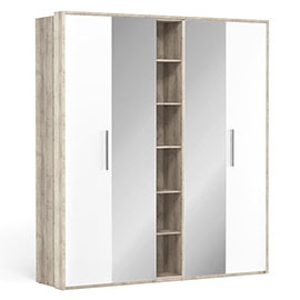 Шкаф для одежды Napoli с двумя зеркалами (Крафт серый/белый глянец)