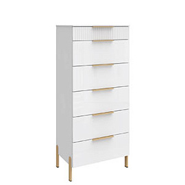 Высокий комод Solo Wave c фрезеровкой (Снежный белый)