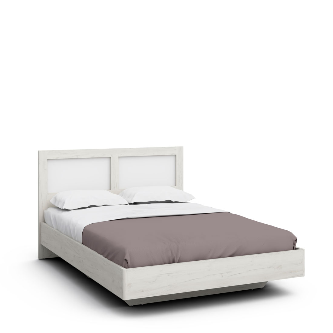 Двуспальная кровать с ящиком Napoli-3 (Крафт белый/белый матовый)