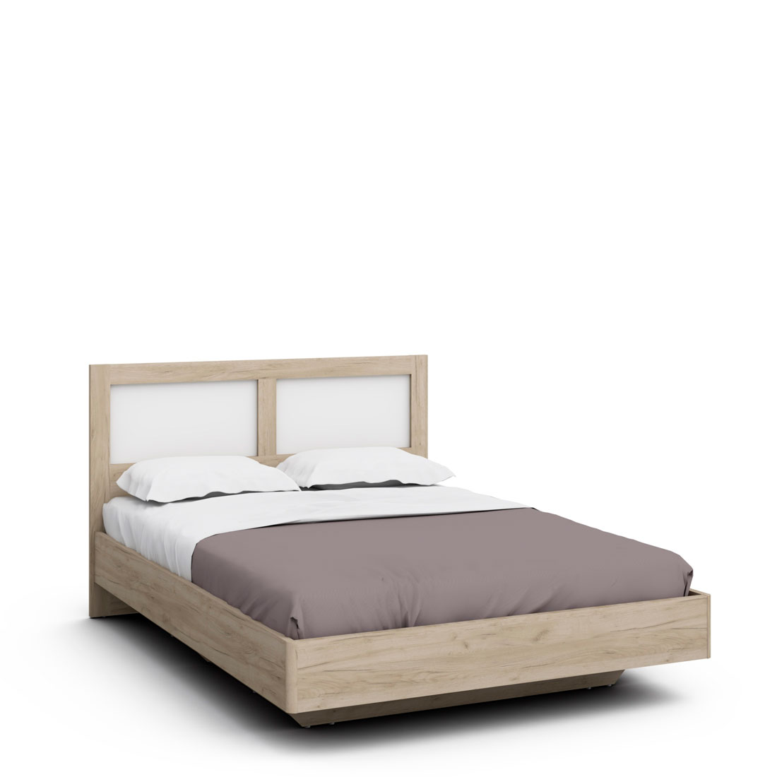 Двуспальная кровать Napoli-3 (Крафт серый/белый матовый)