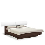 Кровать 160х200 с подъёмным основанием Solo (орех Коламбия / экокожа белая)