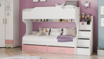 Кровать двухъярусная Люмия (Белый матовый/фламинго розовый)
