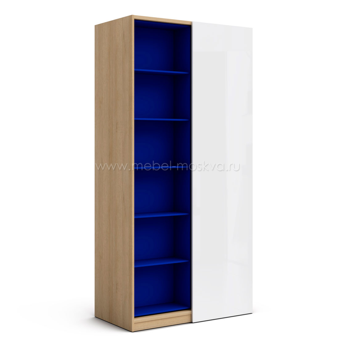 Шкаф со сдвижным стеллажом Магнолия (дуб Ривьера/синий)