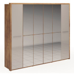 Шкаф для одежды Solo шестидверный с зеркалами (таксония/мокко)