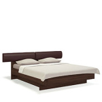 Кровать двуспальная 160х200 с мягким изголовьем Solo (орех Коламбия/экокожа коричневая)