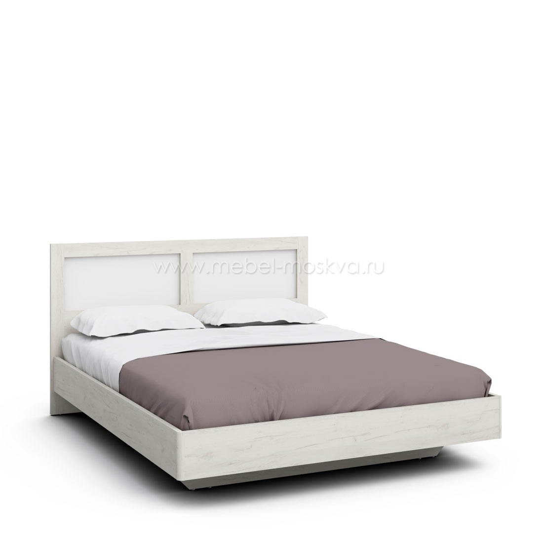 Кровать Napoli-3 с матрасом (Крафт белый/белый матовый)